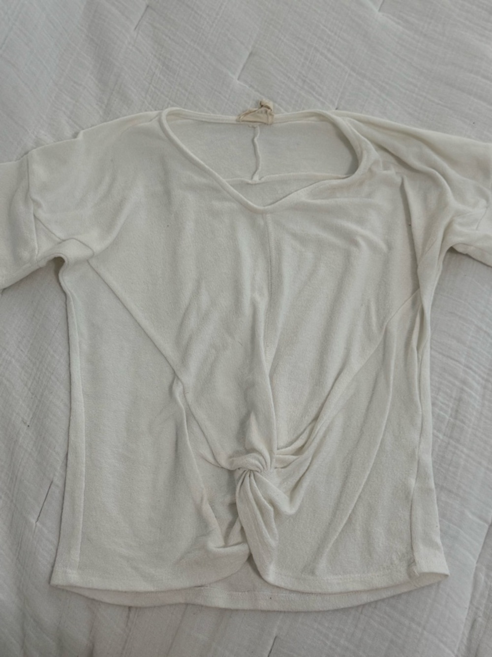 Women's Cream Knotted Front Top